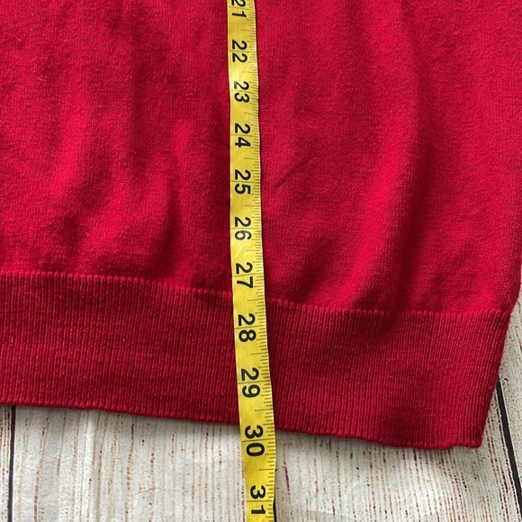 Chaps Mens Cotton & Cashmere Blend V-Neck Sweater Red Size L Soft Preppy - Picture 10 of 13